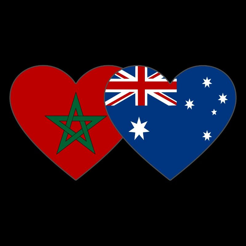 Morocco Australia Flag Heart