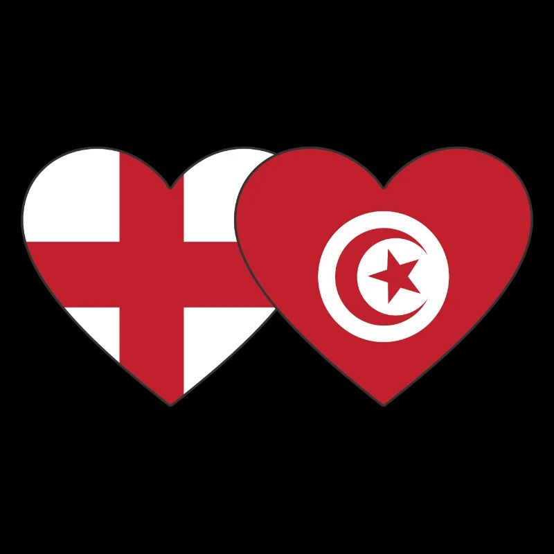 Angleterre Tunisie Drapeau Coeur
