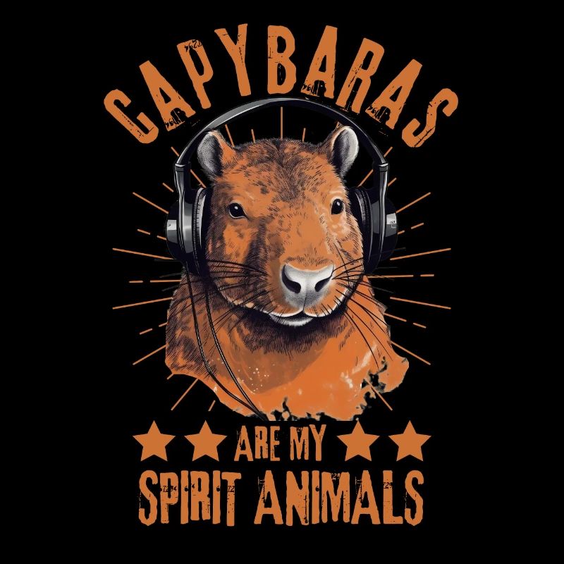 Capybara avec écouteurs