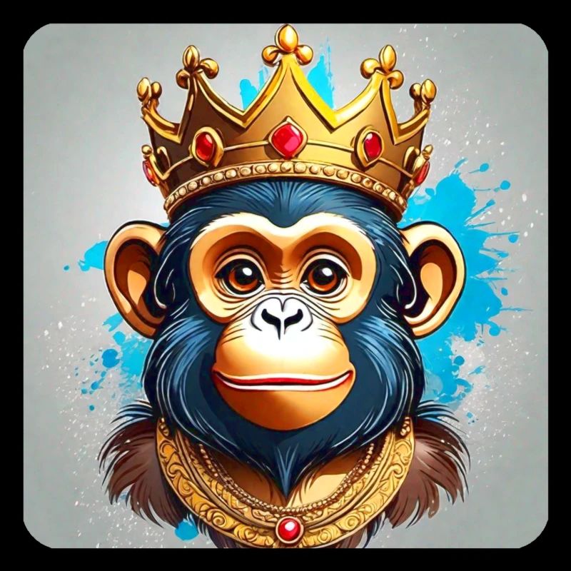 Singe mignon avec couronne dans le style de dessin animé