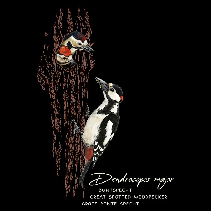 Pic tacheté avec des petits