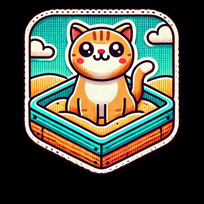 Chat mignon assis dans le bac à sable