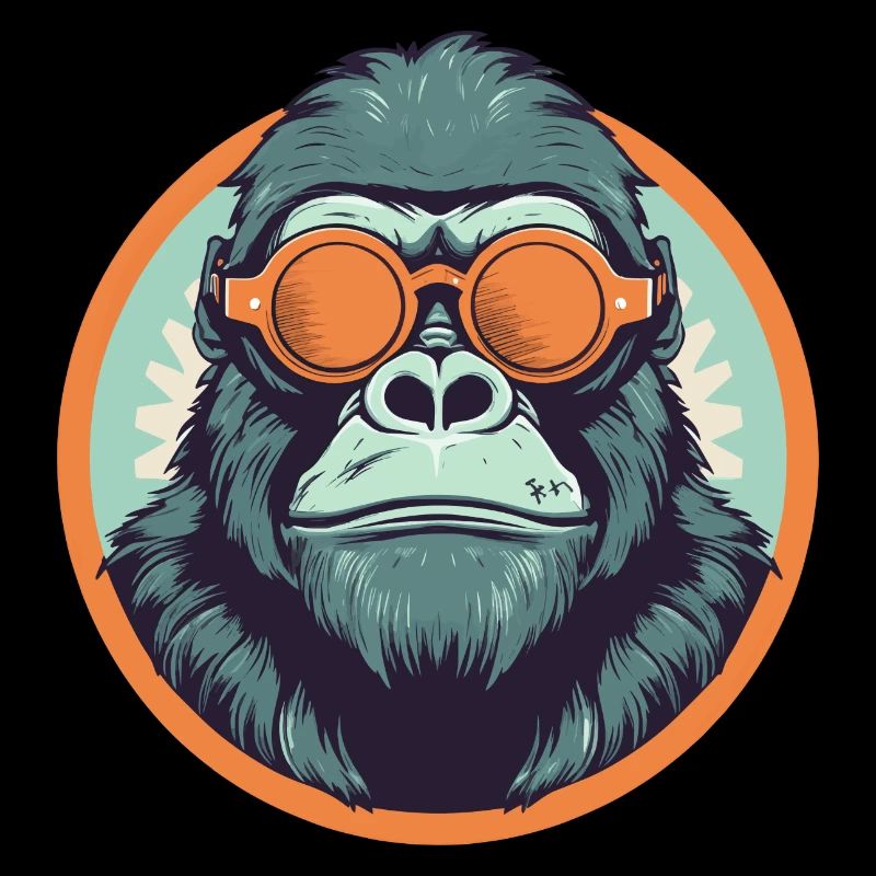 Gorilla with sunglasses, monkey, primate