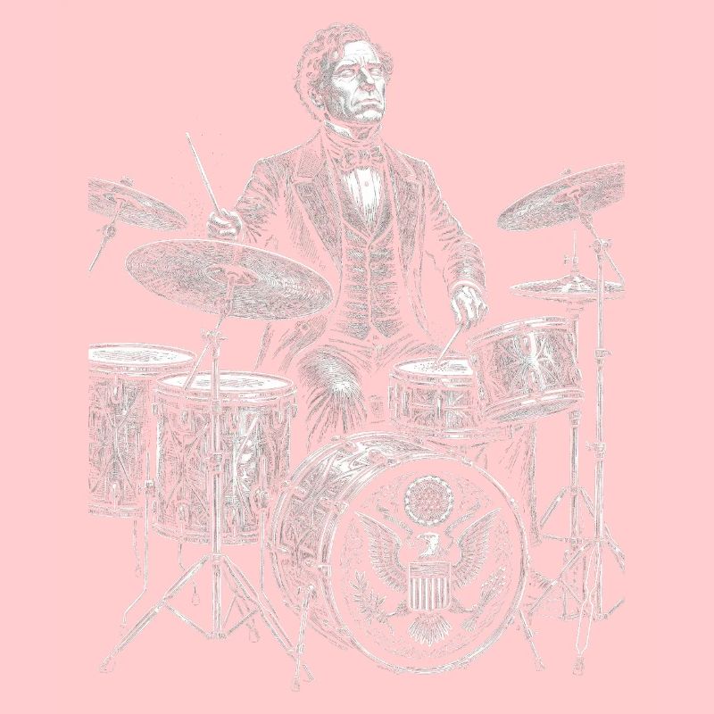 Franklin Pierce plays drums