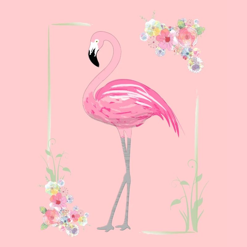 Flamingo mit Blumen Umrahmung