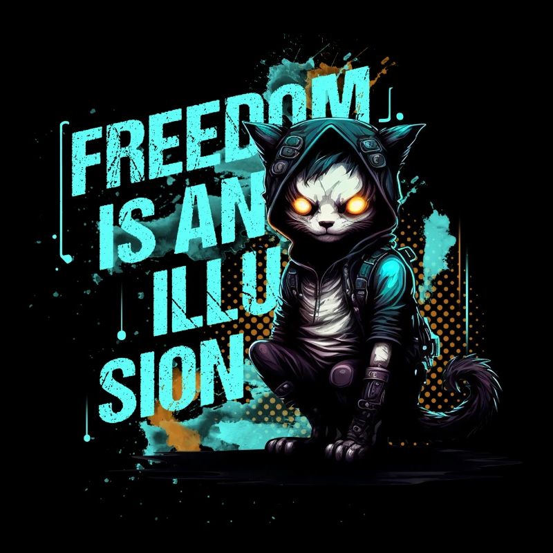 Freedom is an Illusion Hacker Cat Cat