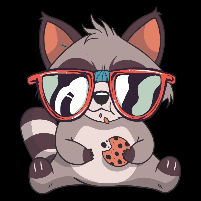 Süßer Waschbär mit Sonnenbrille