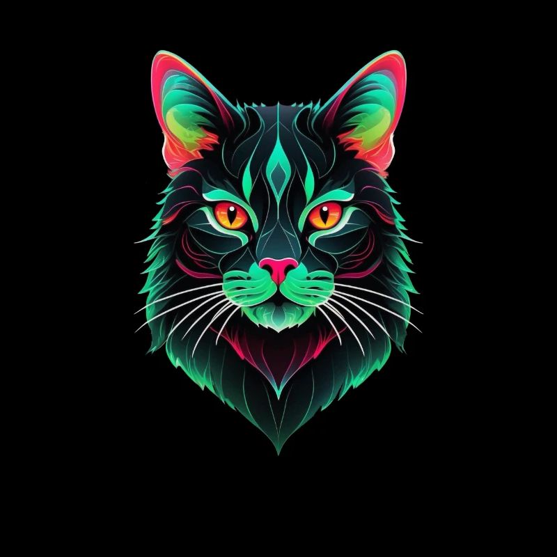 Mystische und neonschwarze Katze