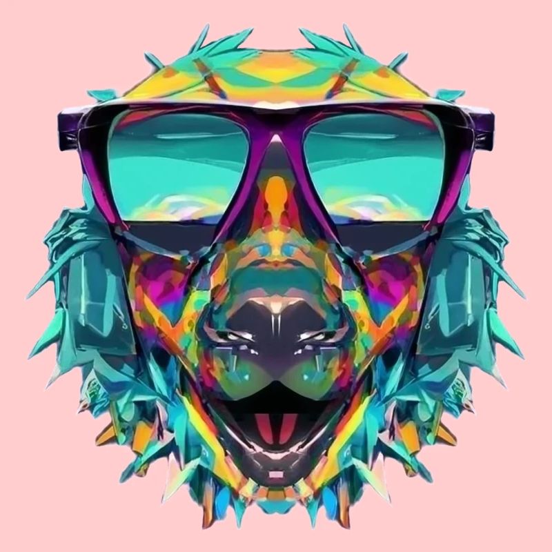Chien Multicolore avec Lunettes de Soleil