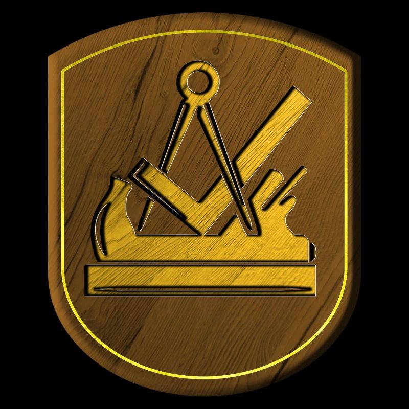 Guilde signe charpentier charpentier emblème bois 3D