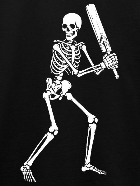 Skeleton spielt Cricket