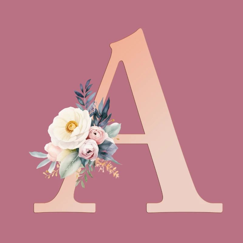 A Monogram, Floral, Boho