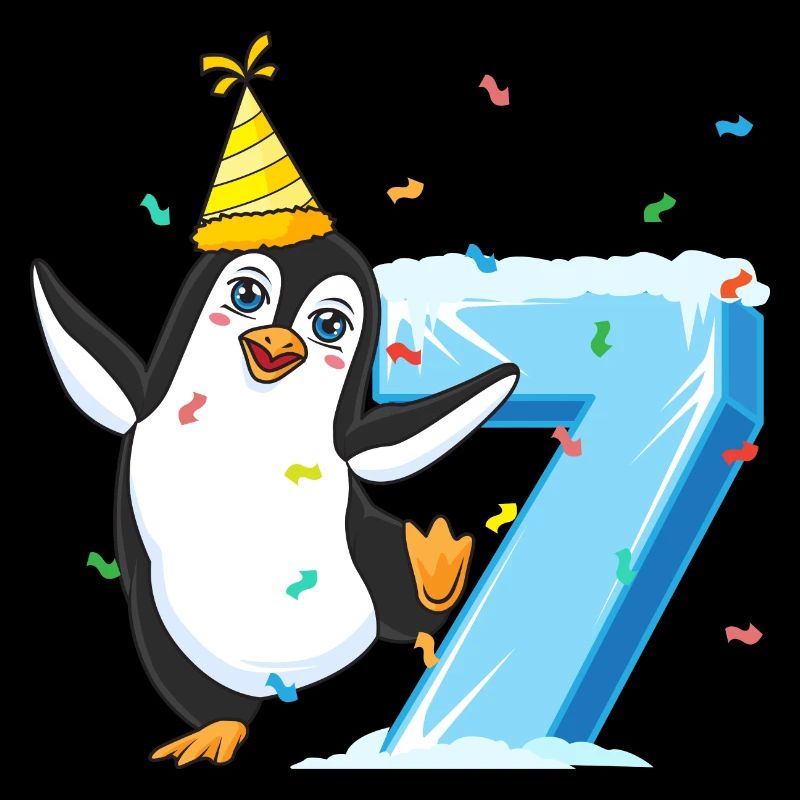 7. Geburtstag Pinguin 7 Jahre alt Kinder Geschenk