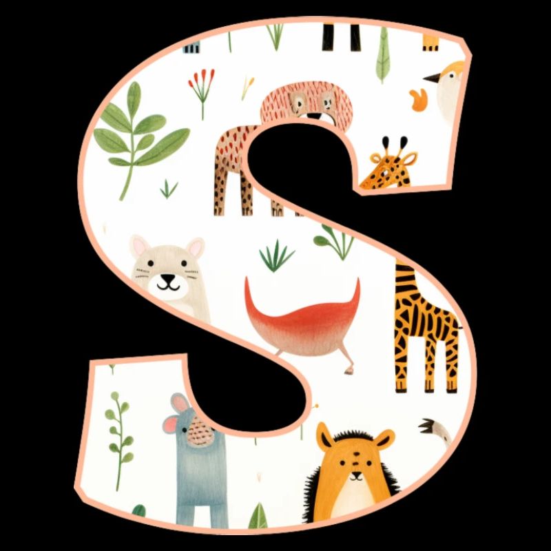 Letter S, Monogram, Animal Pattern