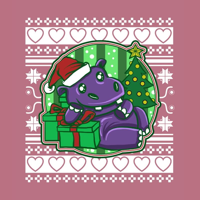 Moche pull de Noël Tshirt Noël Hippopotame