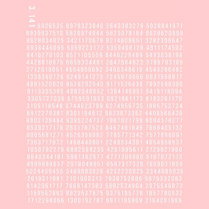 PI π Die ersten 5000 Zeichen von PI Mathematik