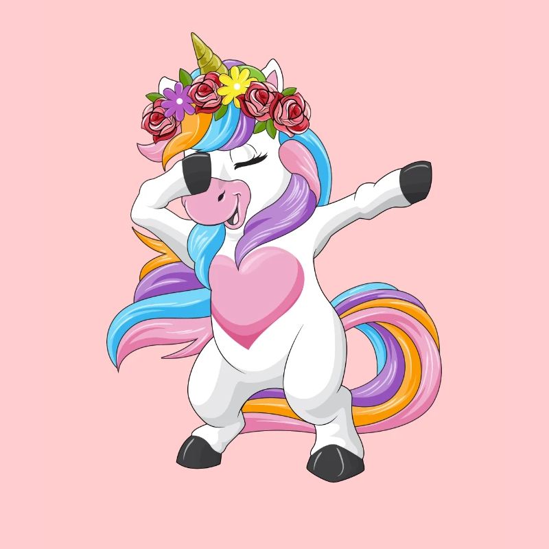 Dabbing Einhorn Blumenkranz Mädchen Geschenk