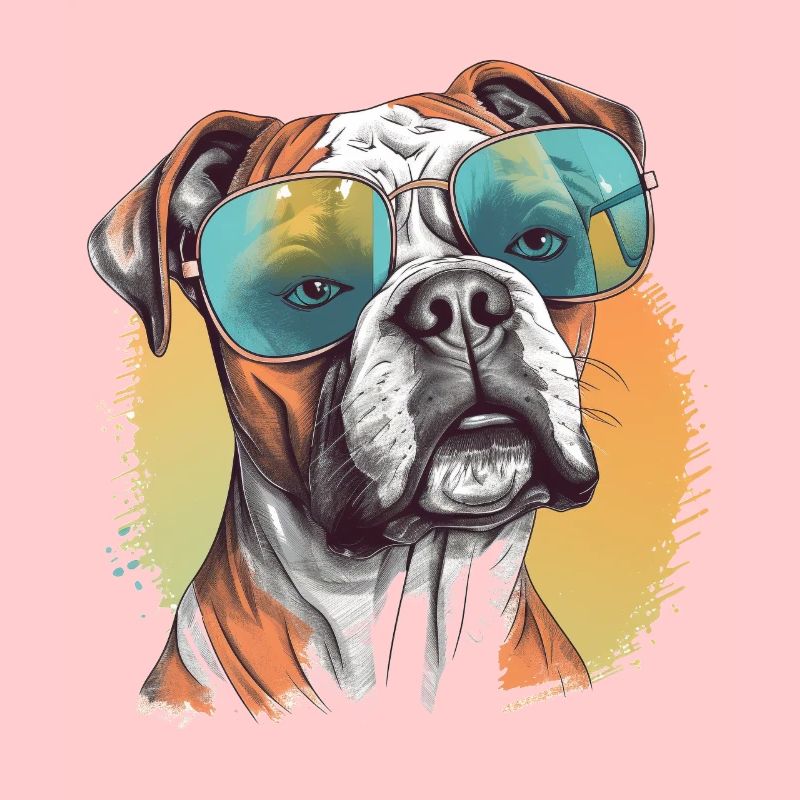 Deutscher Boxer Hund mit Sonnenbrille
