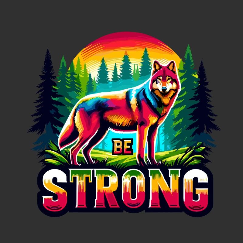 Wolf mit Spruch "Be Strong"
