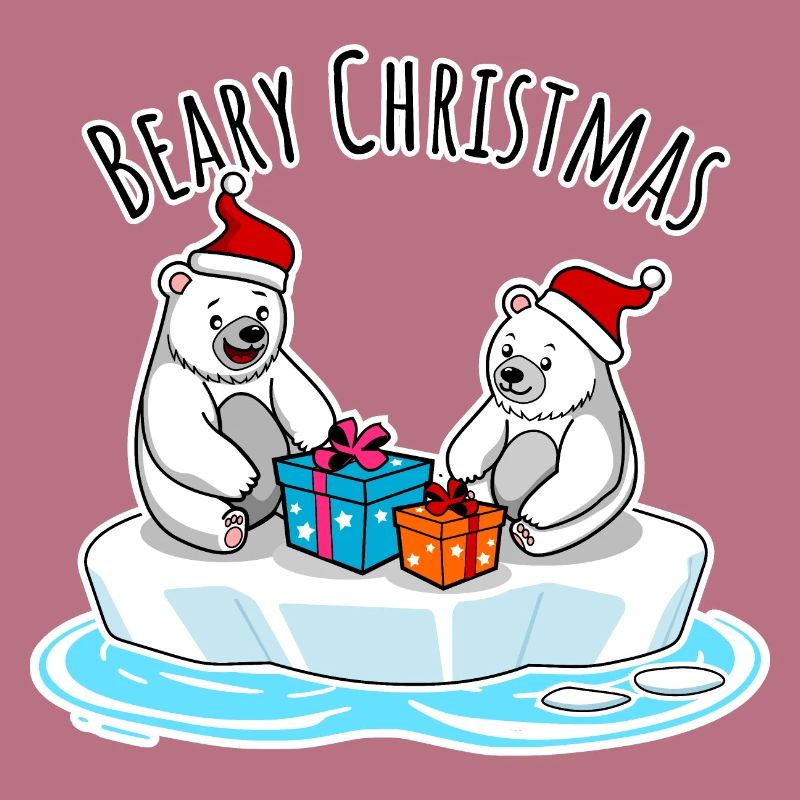 Eisbär Merry Christmas beim Geschenke auspacken