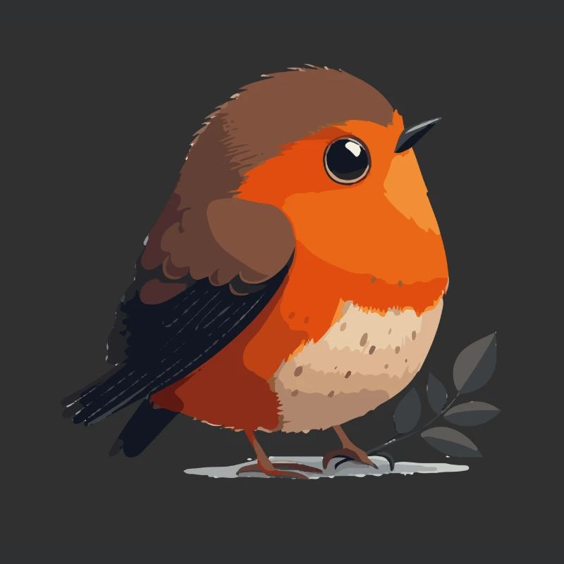 Illustration Comic Cute Kawaii Bird Robin