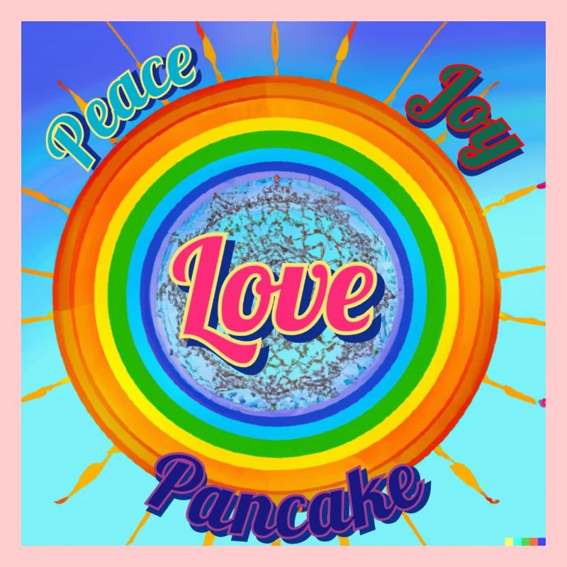 Love Peace Joy Pancake und Regenbogen