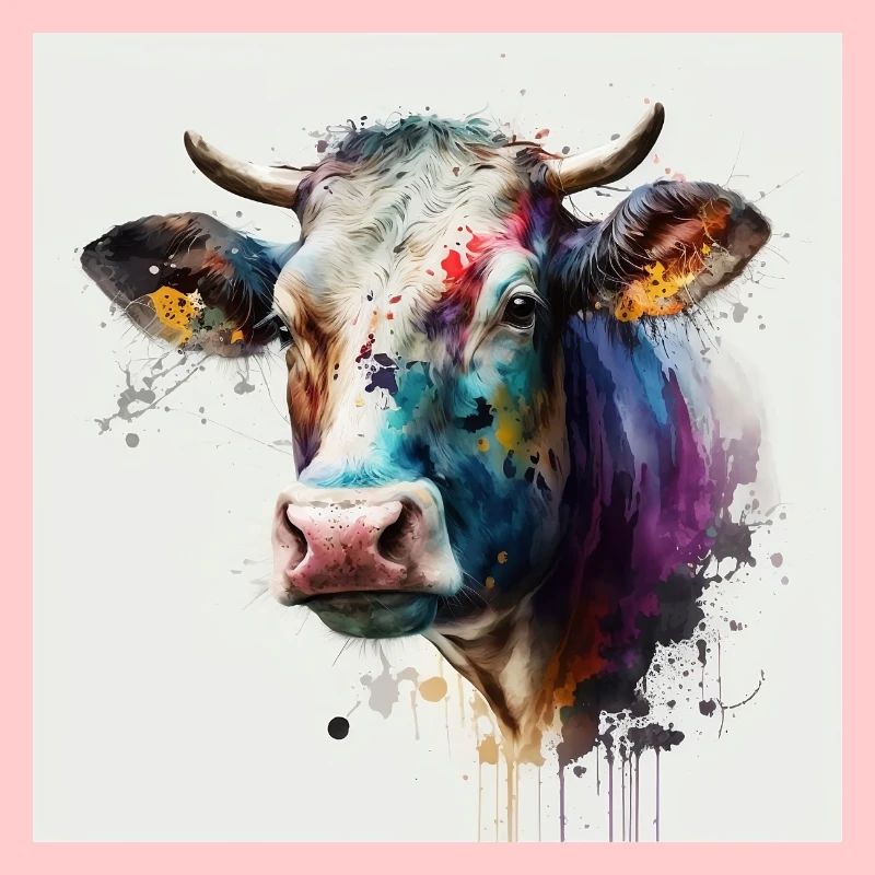 Vache peinture a l'eau