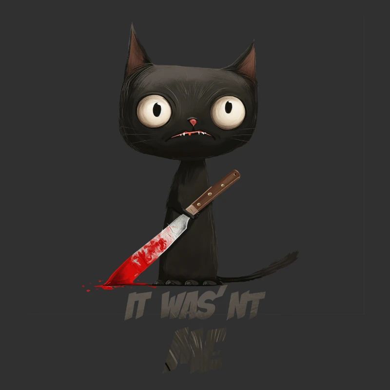 Funny Black Cat with Knife - It wasnt me
