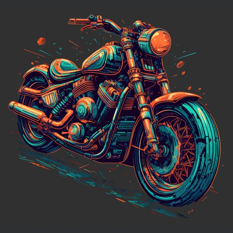 Motorrad im Synthwave Stil