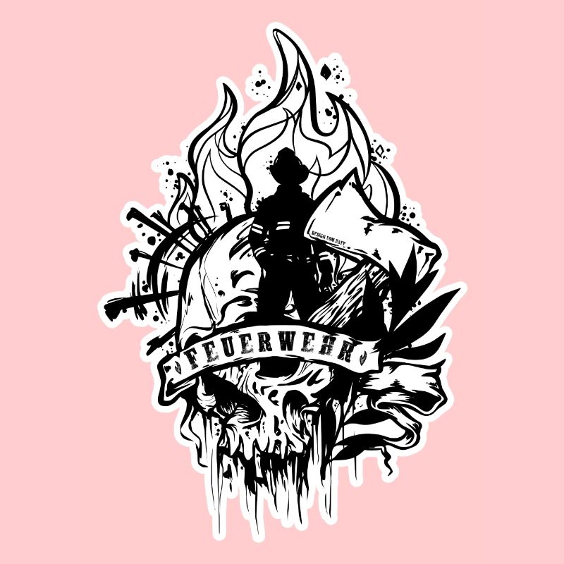 Fire Brigade Flames Skull Firefighter