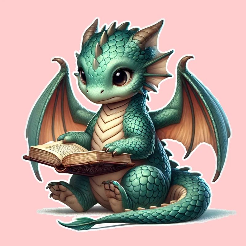 Drache liest Buch