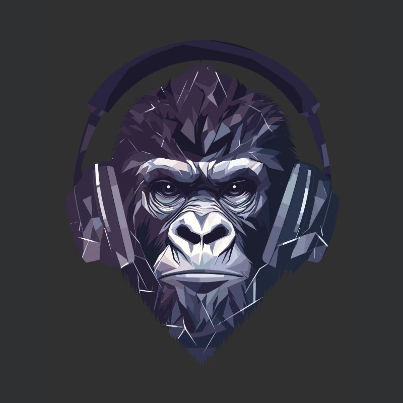Gorilla mit Kopfhörern – Polygon DJ Affe Design