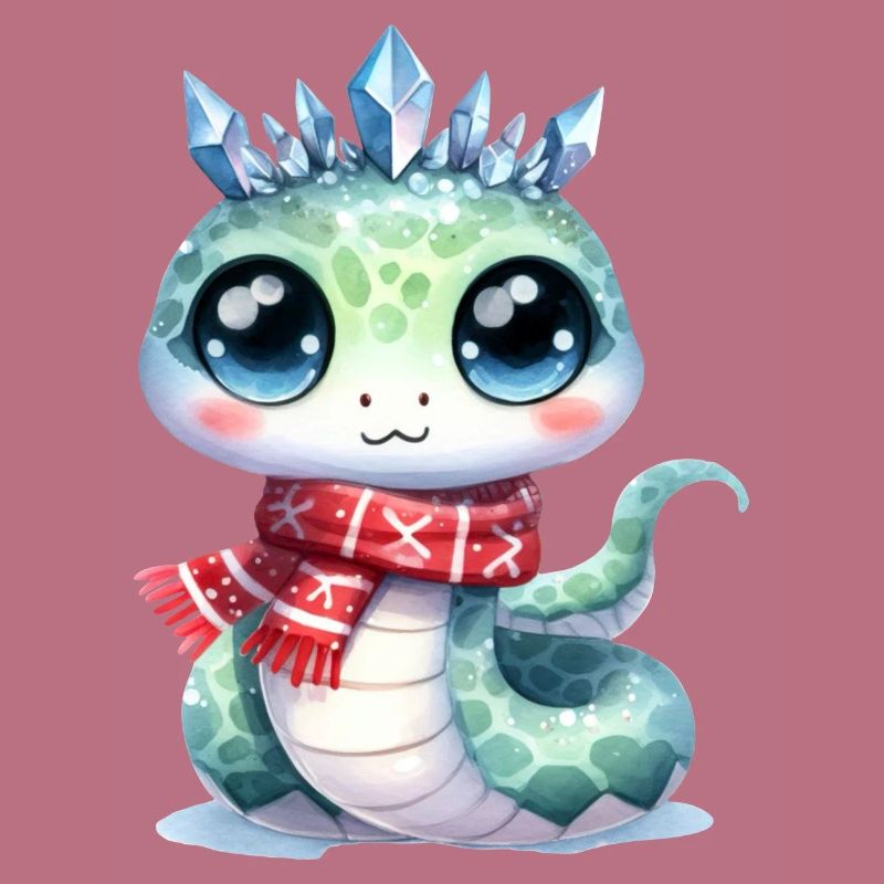 Serpent mignon avec Couronne de cristal de glace