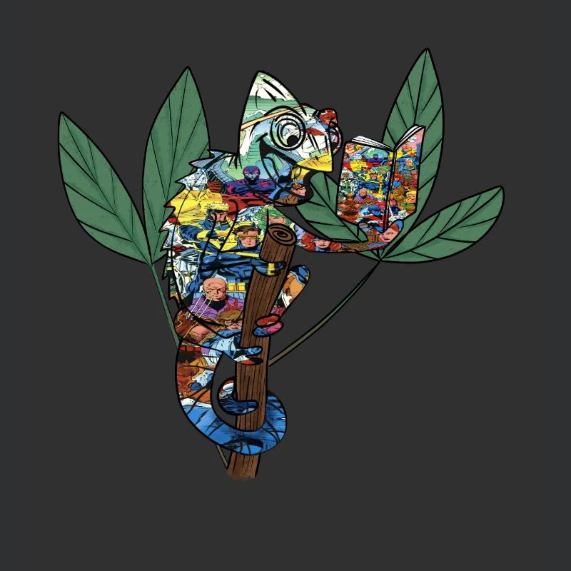 Cool chameleon with comic