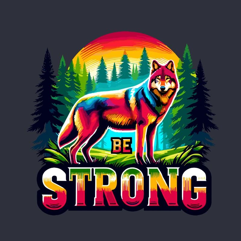 Loup avec le slogan « Be Strong »