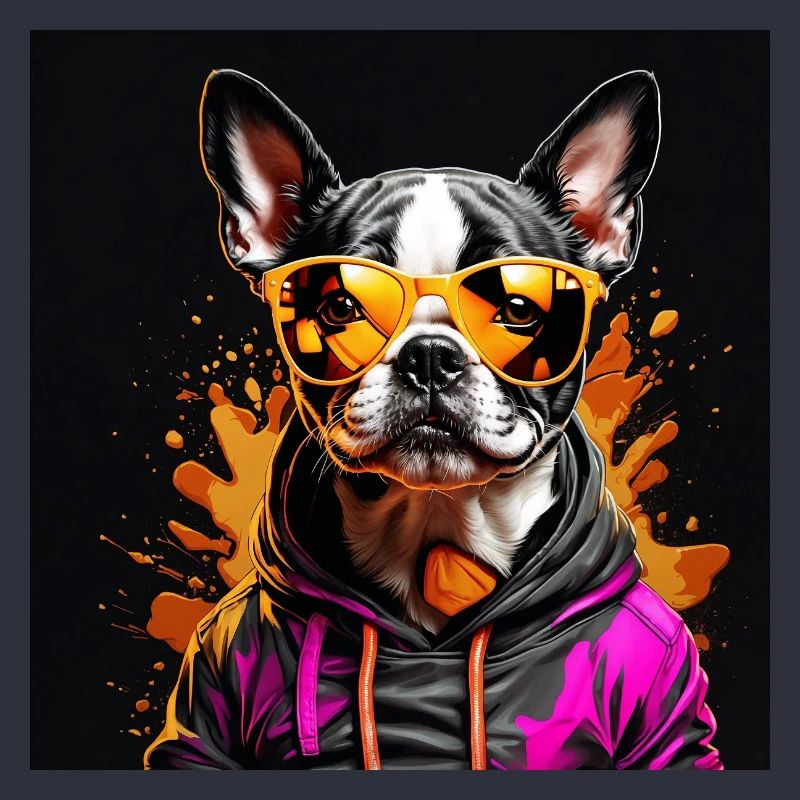 Boston Terrier Bostie avec lunettes de soleil