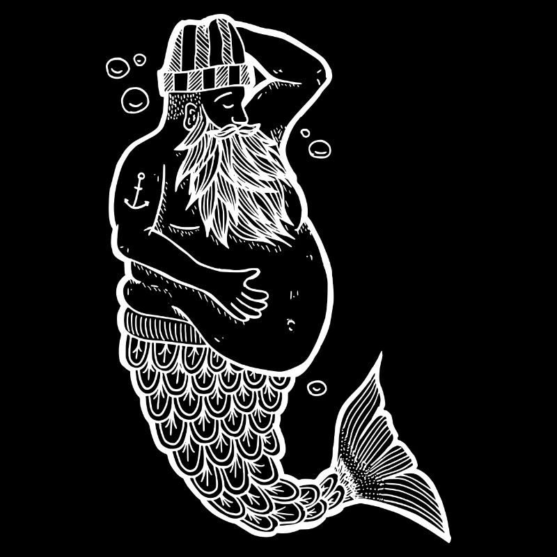Sirena grassa con cappuccio e barba