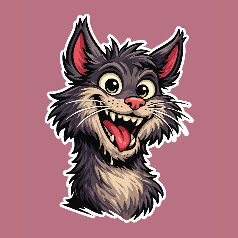 Image joyeuse d’un chat de dessin animé souriant