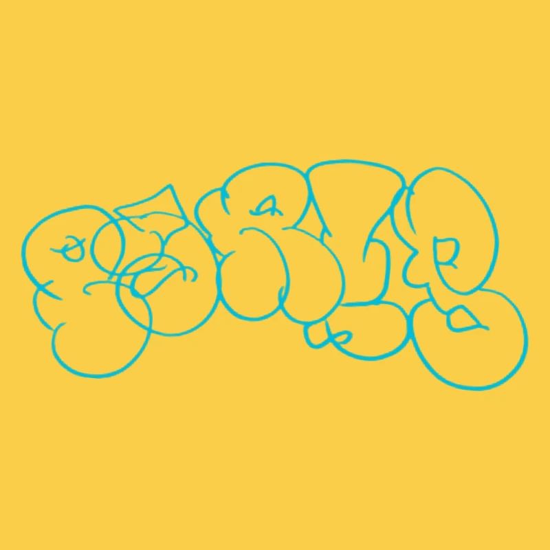 Blaues Bubble-Graffiti Muster im Paris Style