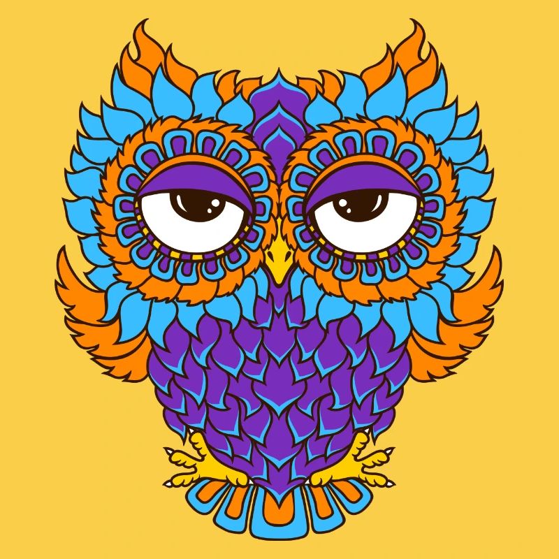 farbenfrohe Eule in Mandala - Optik