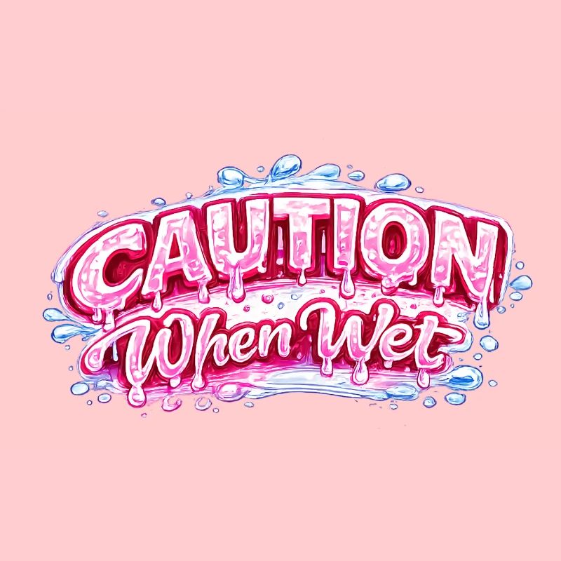 Caution When Wet Funny Flirty Statement Tee pun sp
