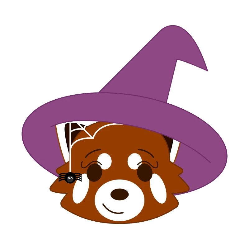 Panda roux déguisé en sorcière pour Halloween
