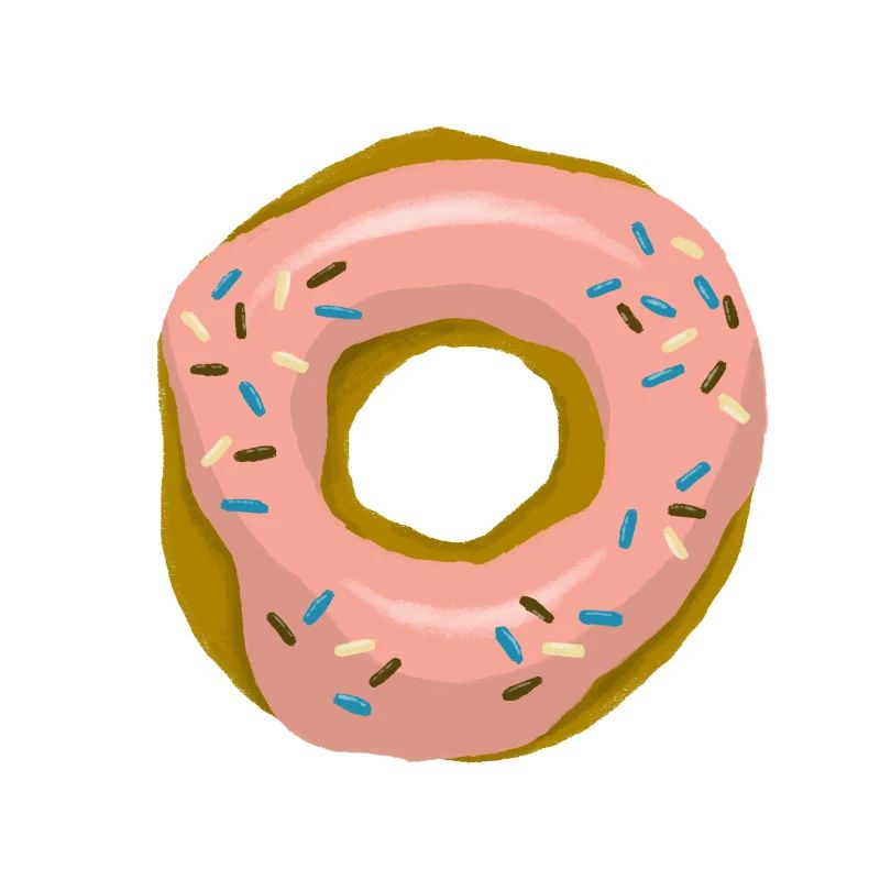 Donut with pink icing and colorful sprinkles