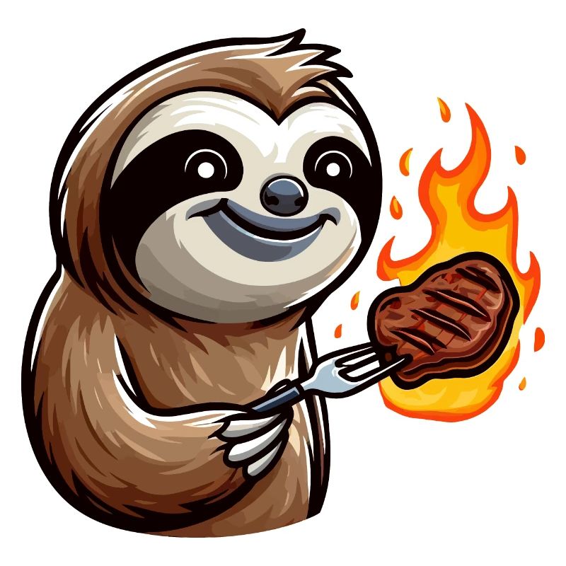 Sloth grilling steak