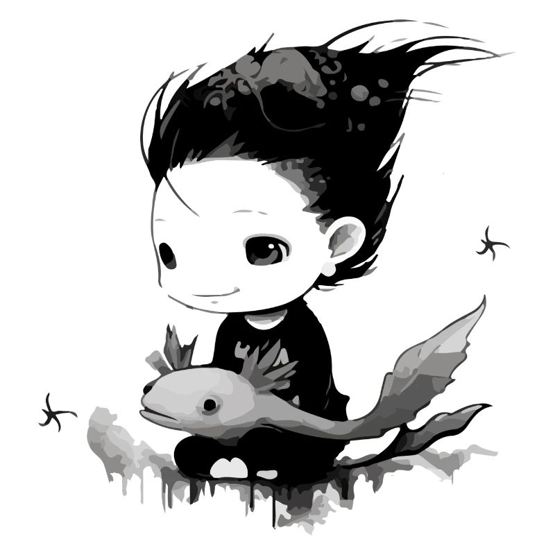 Miki et son axolotl
