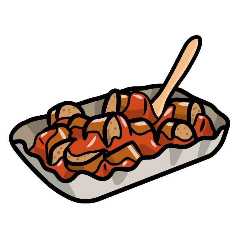 Currywurst Bratwurst Sauce au curry et au ketchup comique