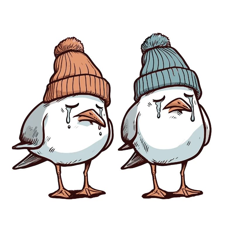 Sad Seagulls - Moin Seagull with Beanie Hat