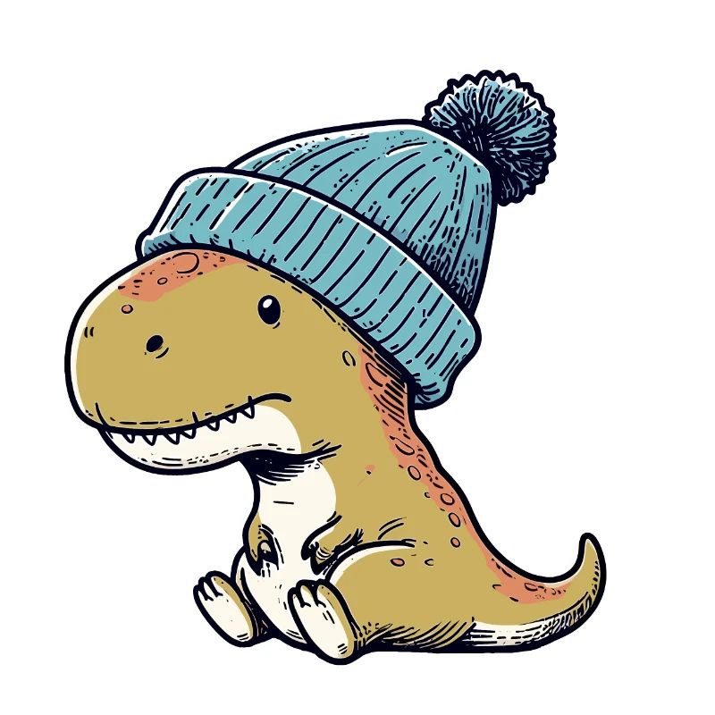 T-Rex Dino Dinosaur with Blue Beanie Hat