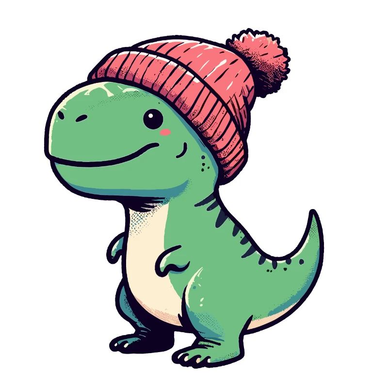 Grüner T-Rex Dino Dinosaurier mit Beanie Mütze