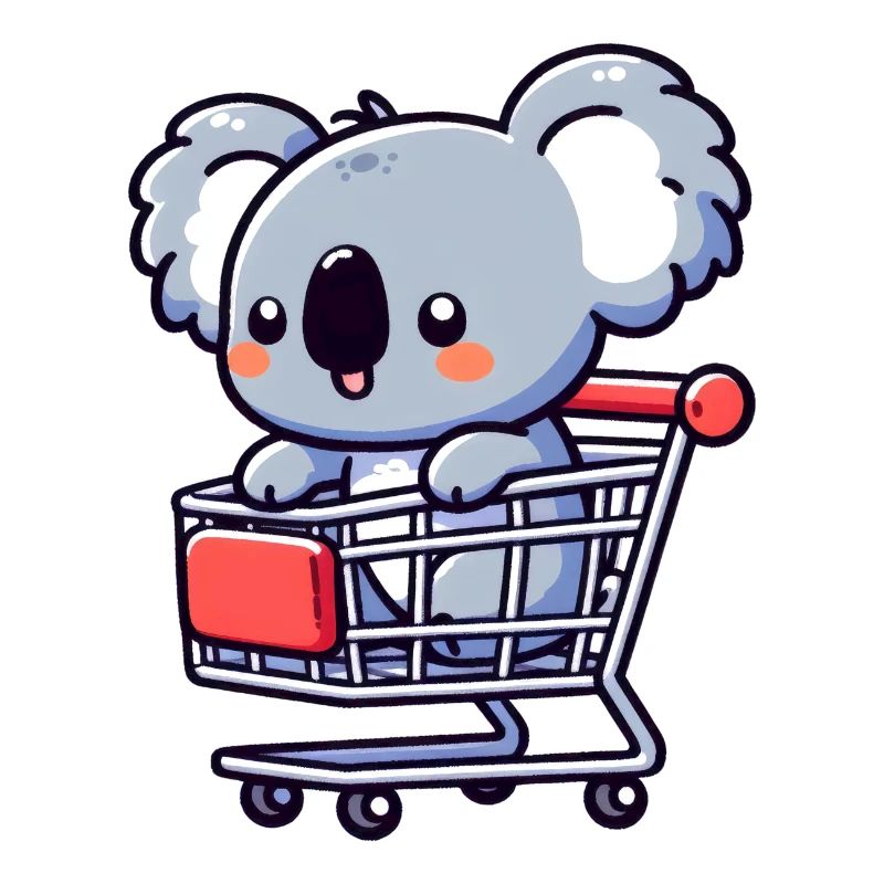 Süßer Koalabär im Einkaufswagen